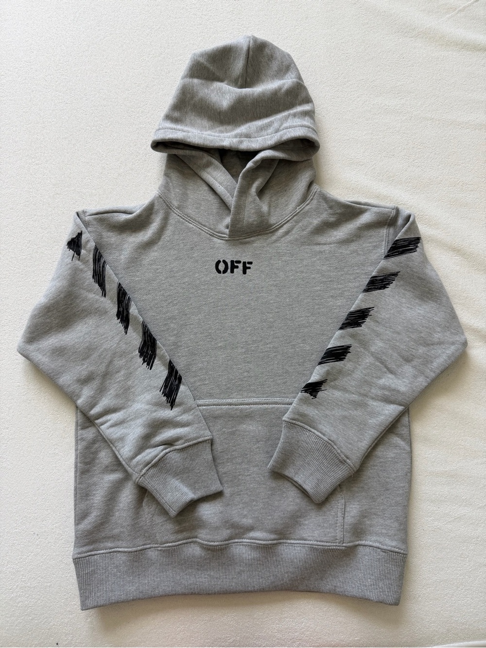 Off-White Kids Marker Arrows Hoodie Heather Grey Black Size 8 NWT